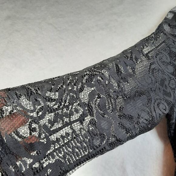 H&M Lace‎ Dress Gray with Black Lining 3/4 Sleeve Women's Size Medium - Picture 5 of 14